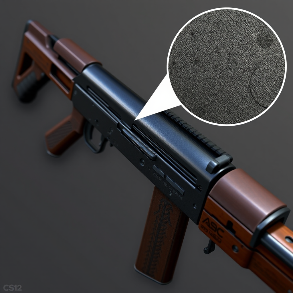 Детальный осмотр скина AK-47 Redline в CS2 с увеличенным видом текстур и износа