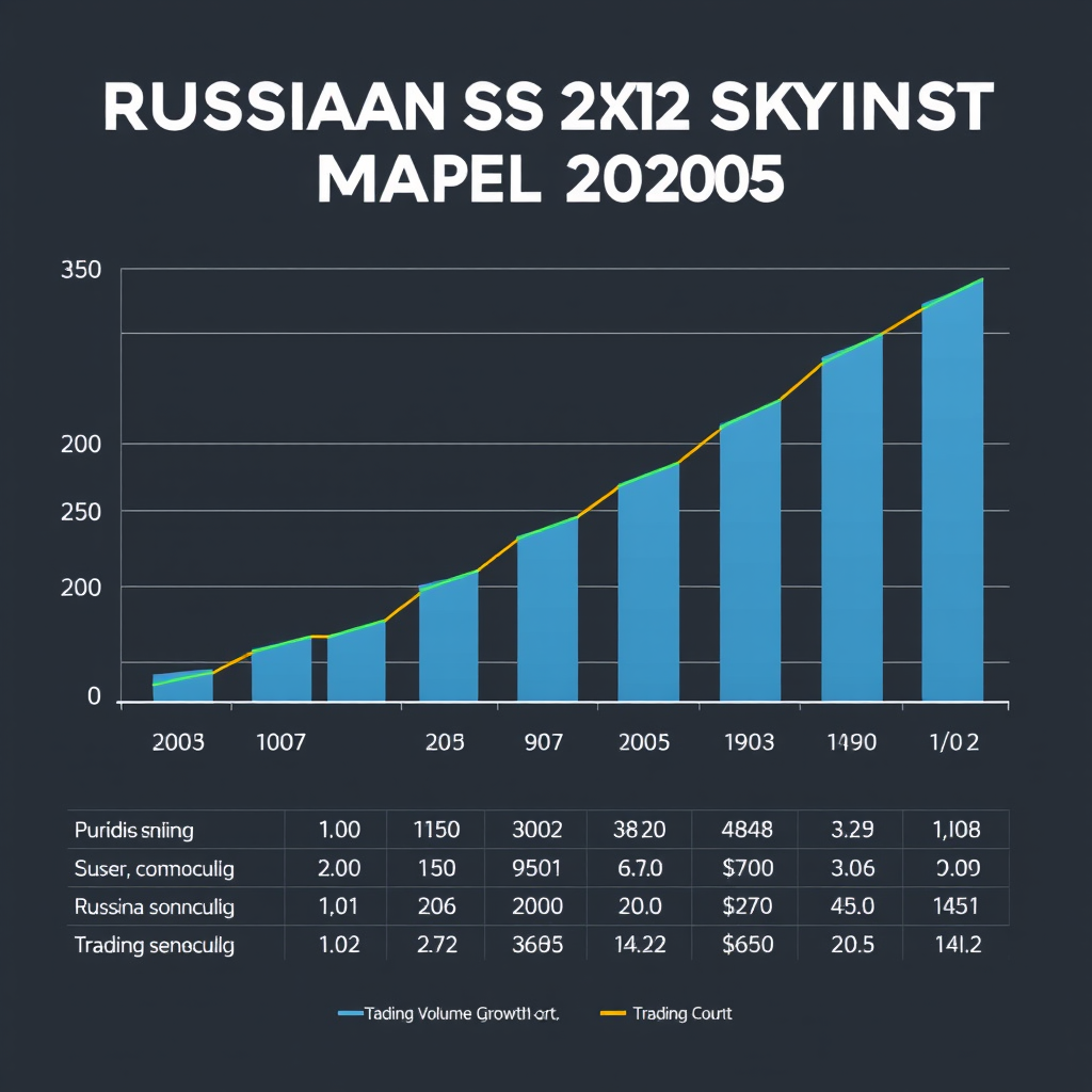 Прогнозный график развития российского рынка CS2 скинов на 2025 год с показателями роста объемов торгов и количества пользователей